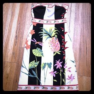 J Crew strapless 💯 cotton tropical pinup dress